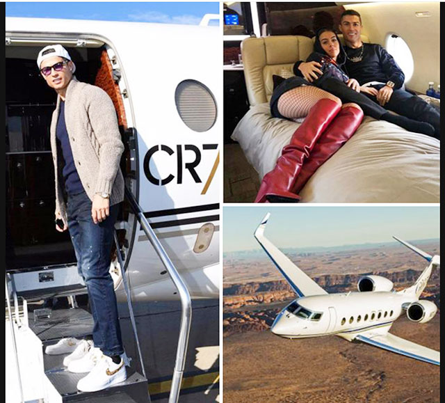 Cristiano Ronaldo - Gulfstream G650: Ngoài chiếc Gulfstream G200 đã bán, trên thực tế CR7 còn sở hữu một chiếc máy bay riêng khác là chiếc Gulfstream G650. Đây có thể coi là chuyên cơ đắt giá nhất của cánh sao sân cỏ trên thế giới khi có giá lên tới 31 triệu euro. Chiếc chuyên cơ Gulfstream G650 của Ronaldo có thể chở cùng lúc 18 hành khách, đạt vận tốc tối đa tối đa lên 980 km/giờ. Cùng với việc có thể mang được 2.950 kg hành lý, Gulfstream G650 có khả năng bay xa đến 13.000 km. Không chỉ có Ronaldo mà cô bồ Georgina Rodriguez cũng rất ưa thích sử dụng chiếc Gulfstream G650 mỗi khi du hý xa nhà. Chỉ có điều, nó vẫn không ngăn cản được cặp đôi nổi tiếng trong làng bóng đá thế giới quyết tâm đưa về một chiếc máy bay khác “oách hơn”.